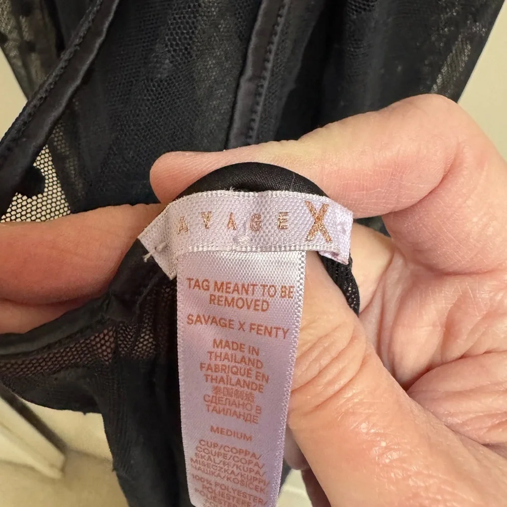Savage X Fenty Black Sheer Free Spirit Floral Embroidery Night Slip